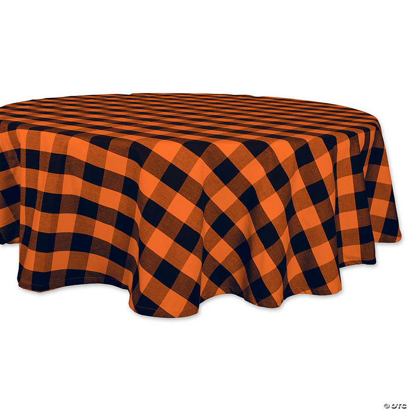 Orange Buffalo Check Tablecloth 70 Round Image