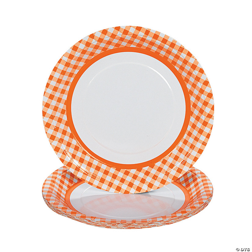 Orange Gingham Dinner Plates Discontinued