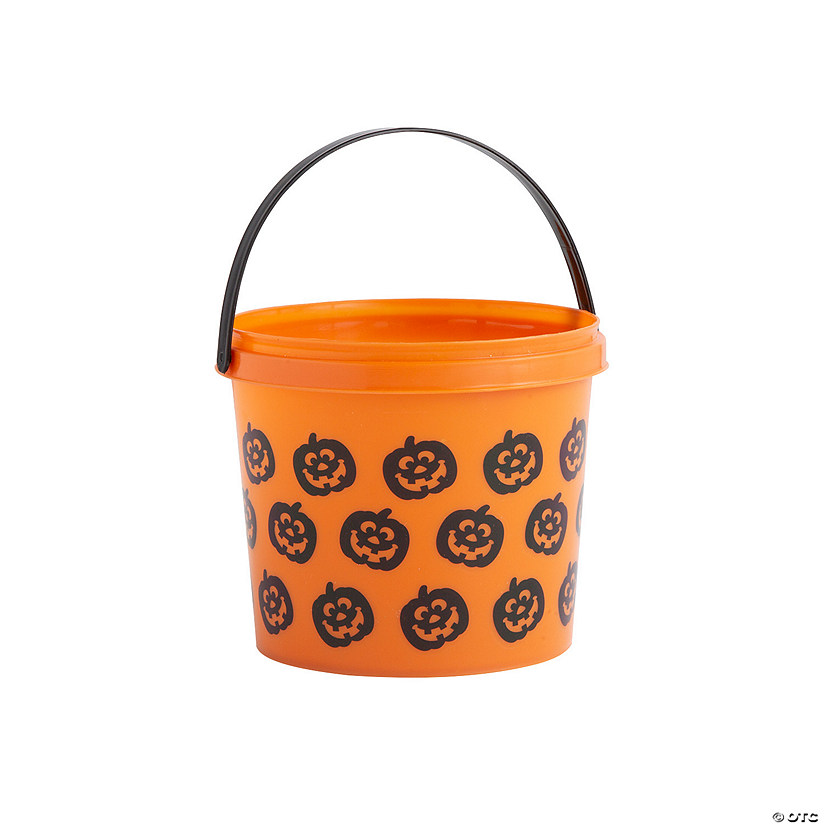 Orange Halloween Pumpkin Plastic Pails - 12 Pc. | Oriental Trading