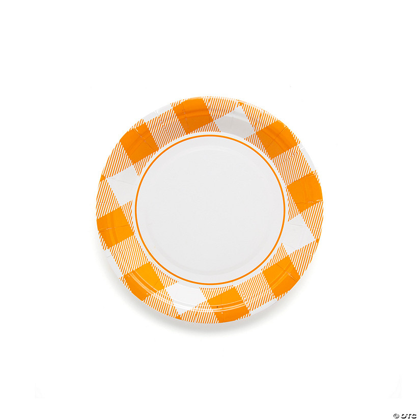 Orange Plaid Paper Dessert Plates 8 Ct. Oriental Trading