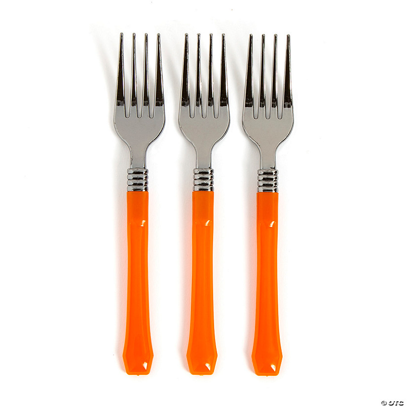Orange Premium Plastic Forks Oriental Trading