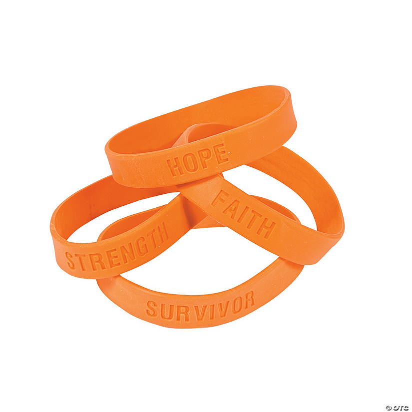 Orange Ribbon Awareness Sayings Rubber Bracelets - 24 Pc. Image