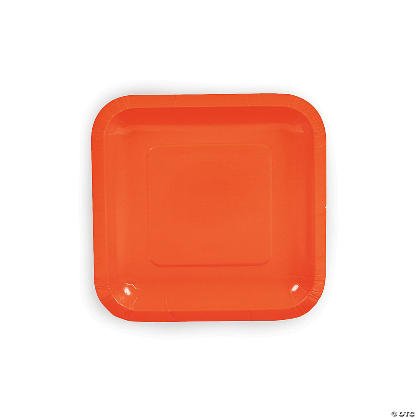 Orange Square Paper Dessert Plates - 24 Ct. Image