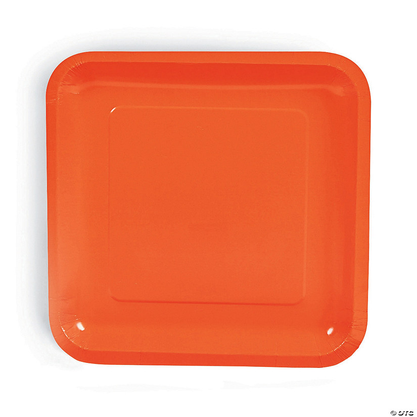 Orange Square Paper Dinner Plates - 24 Ct. Image