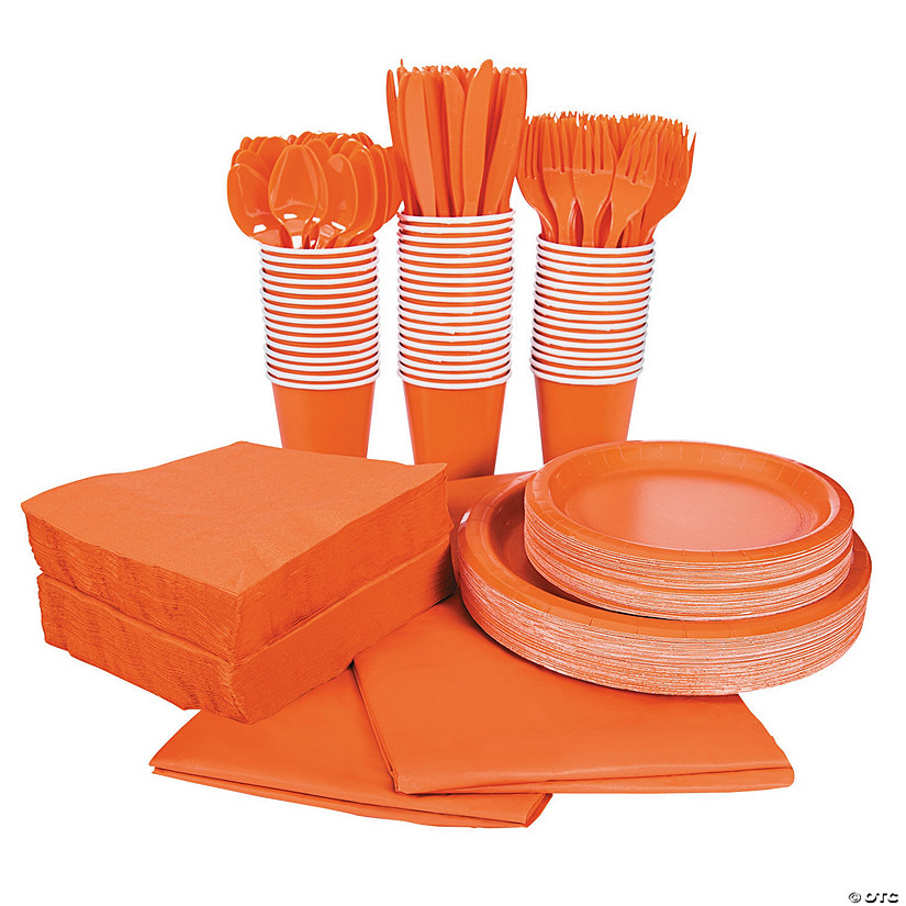 Orange Tableware Kit for 48 Guests Image