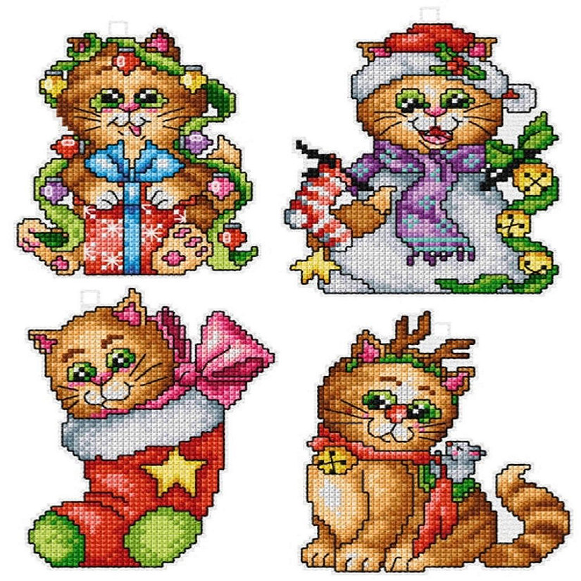 Orchidea Counted cross stitch kit with plastic canvas Cats set of 4 designs 7627 Image