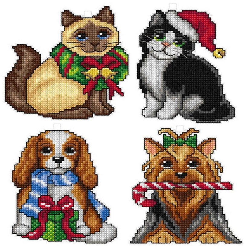 Orchidea Counted cross stitch kit with plastic canvas Christmas set of 4 designs 7661 Image