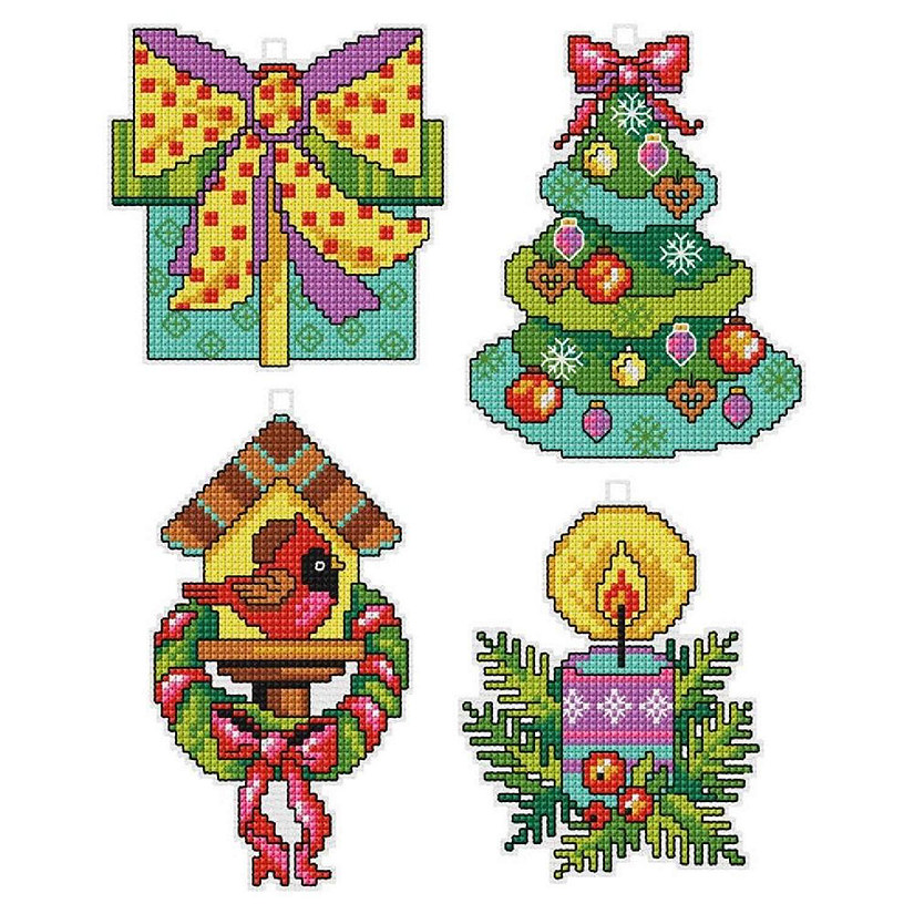 Orchidea Counted cross stitch kit with plastic canvas Christmas time set of 4 designs 7654 Image