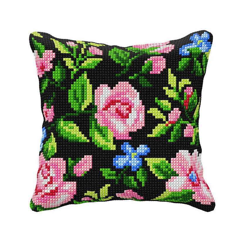 Orchidea Cushion cross stitch kit  "Roses on the black background" 99010 Image