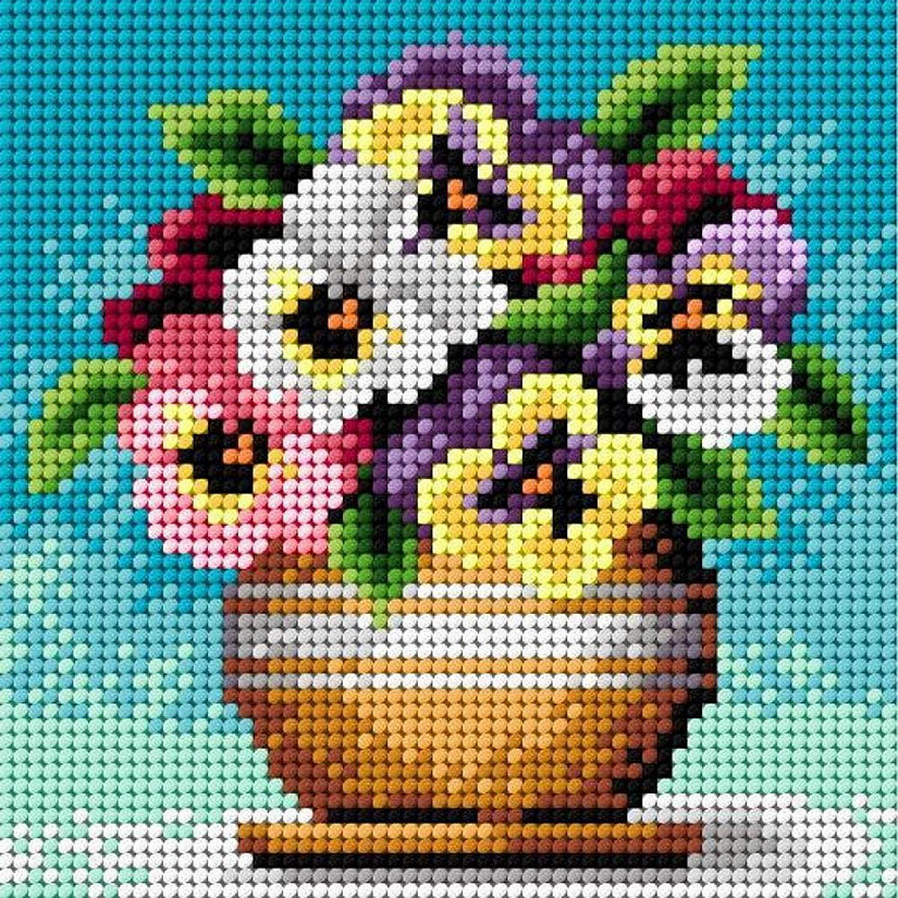 Orchidea Needlepoint canvas for halfstitch without yarn Bouquet of Pansies Image
