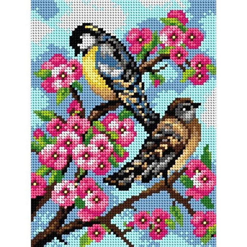 Orchidea Needlepoint canvas for halfstitch without yarn Tits on Cherry Blossom Image