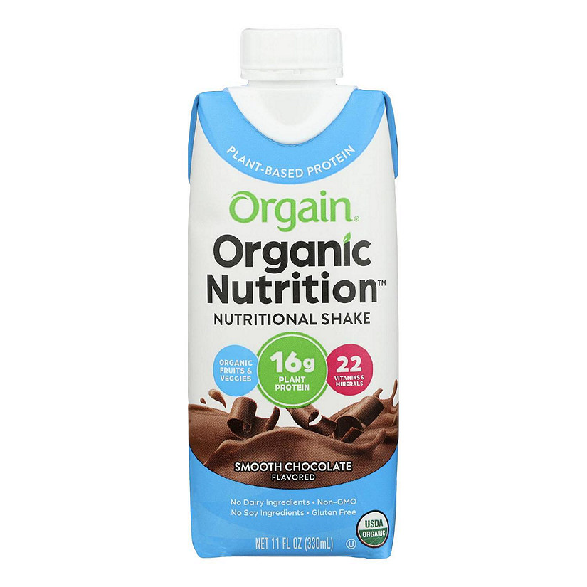 Orgain Organic Vegan Nutritional Shakes - Smooth Chocolate - Case of 12 - 11 Fl oz. Image