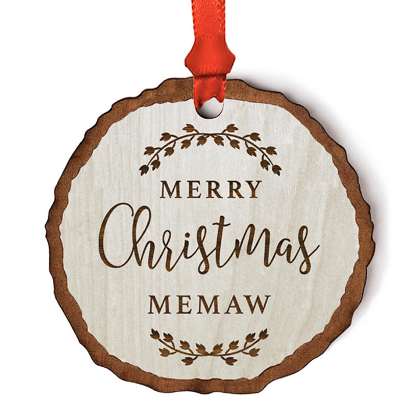 Ornament Engraved Wood Slab Merry Memaw Image