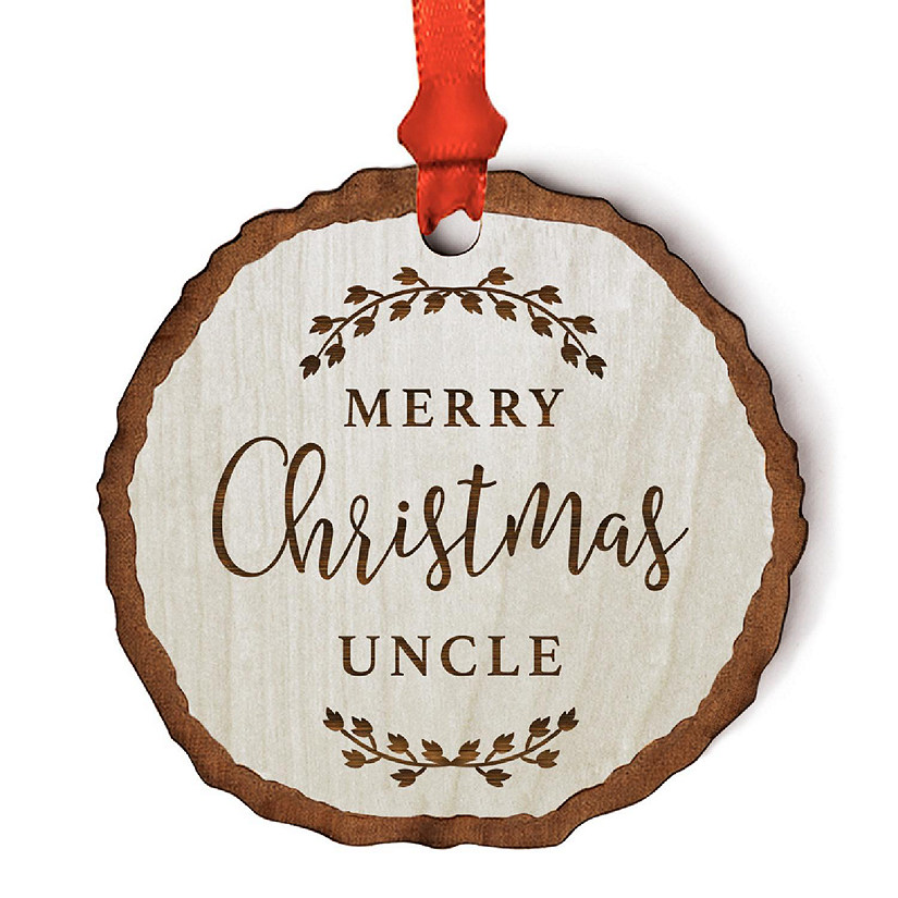 Ornament Engraved Wood Slab Merry Uncle Image