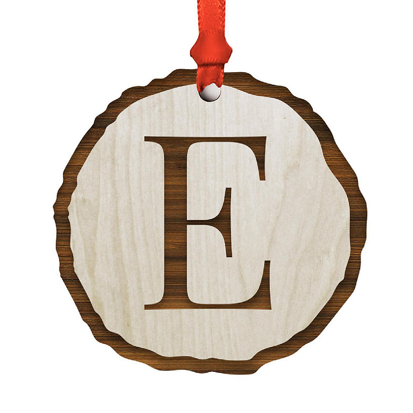 Ornament Letter E Wood Slab Image