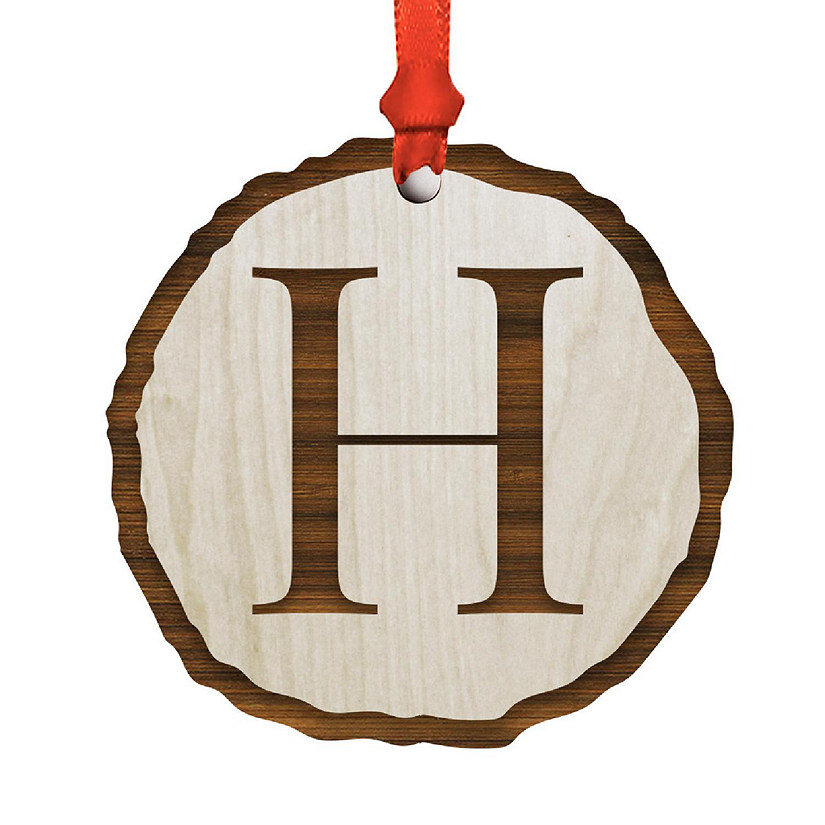 Ornament Letter H Wood Slab Image