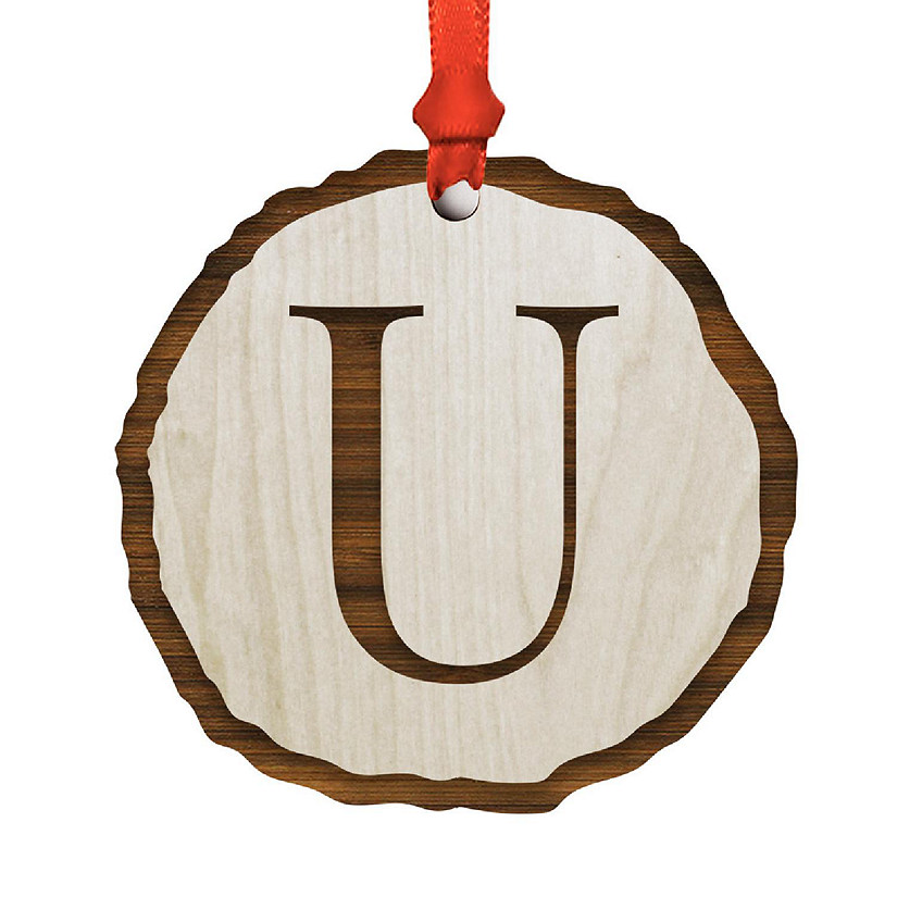 Ornament Letter U Wood Slab Image