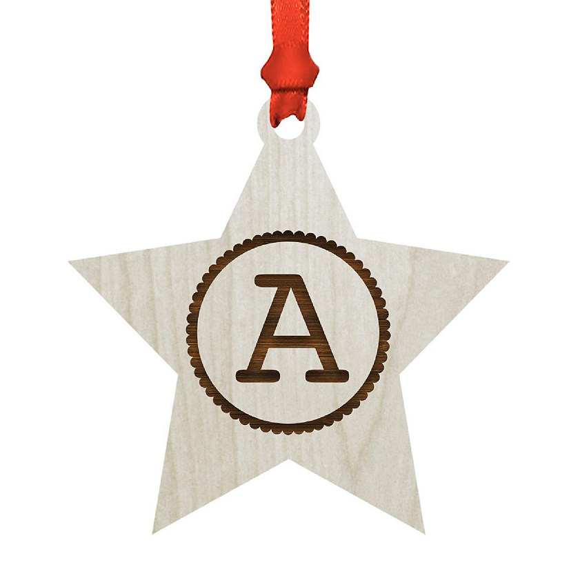 Ornament Wood Letter A Star Image