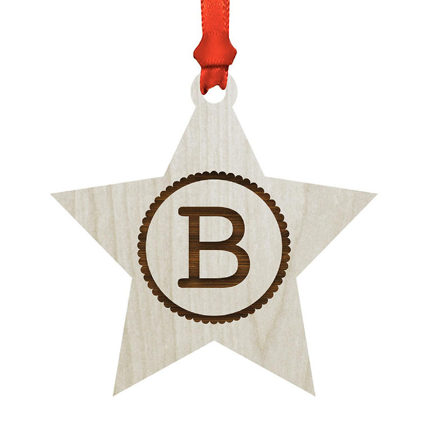 Ornament Wood Letter B Star Image