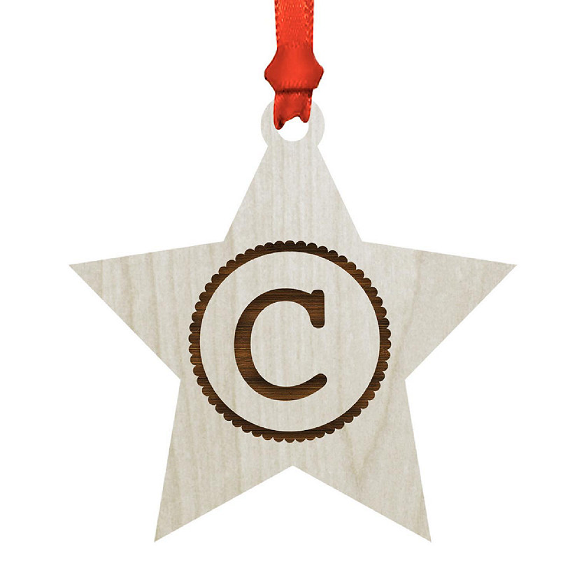 Ornament Wood Letter C Star Image