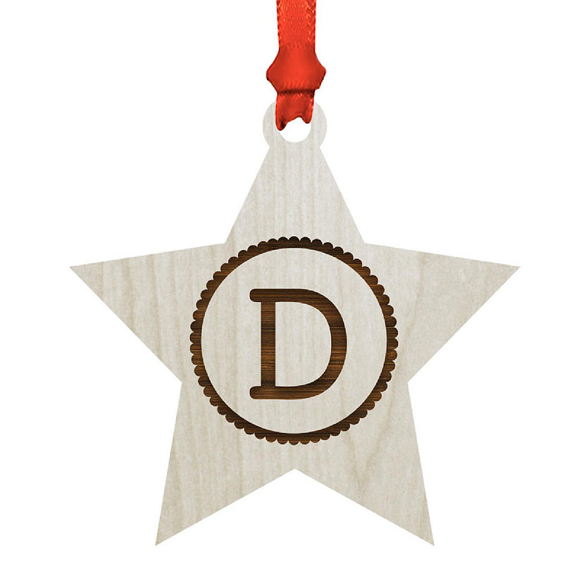 Ornament Wood Letter D Star Image