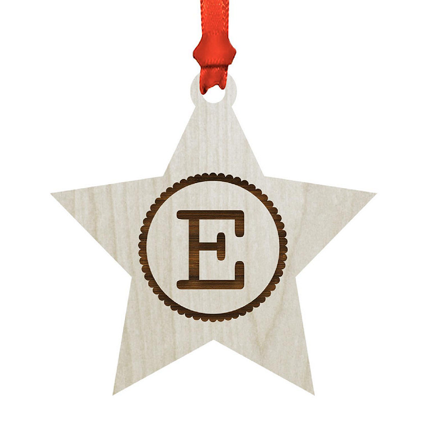 Ornament Wood Letter E Star Image