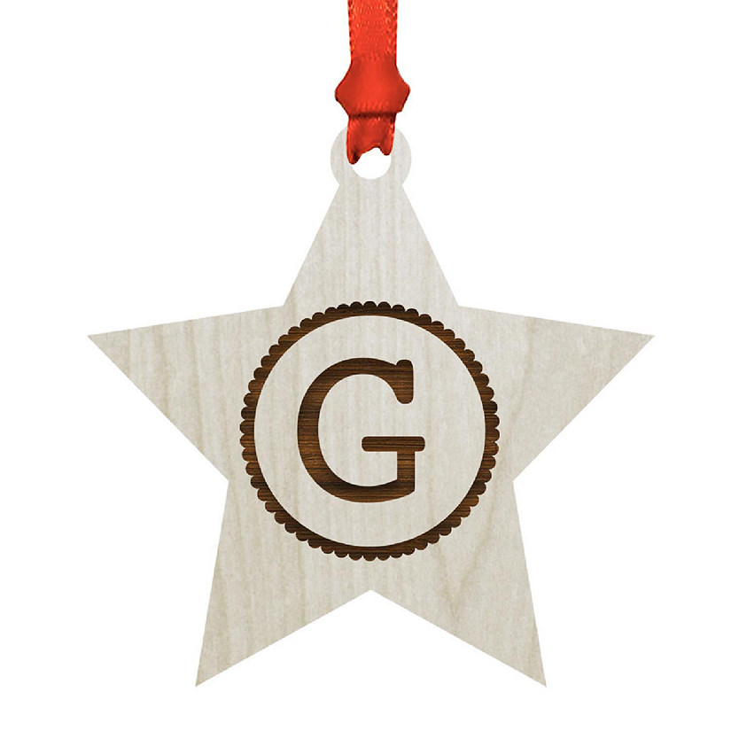 Ornament Wood Letter G Star Image