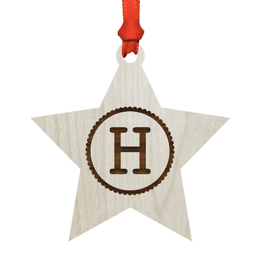 Ornament Wood Letter H Star Image