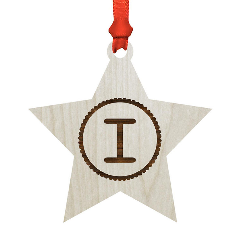 Ornament Wood Letter I Star Image