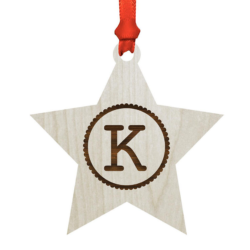 Ornament Wood Letter K Star Image