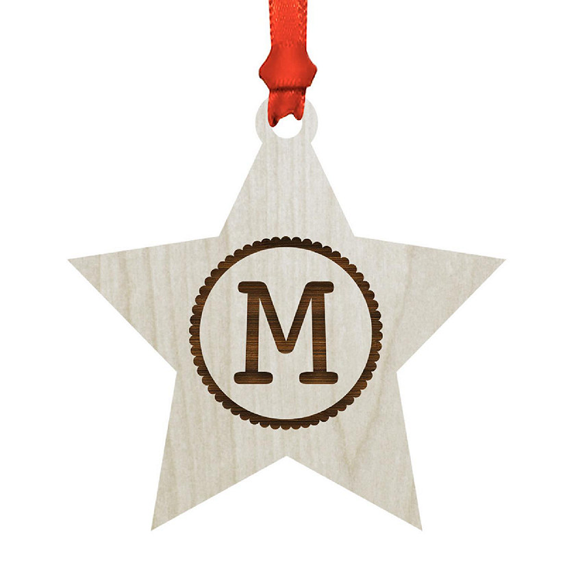 Ornament Wood Letter M Star Image
