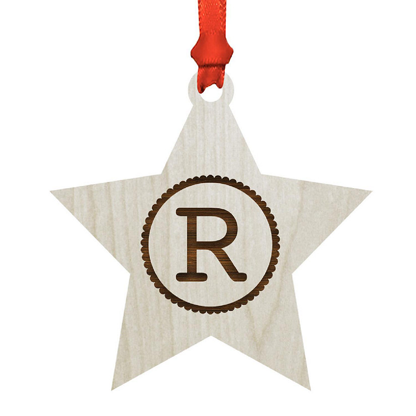 Ornament Wood Letter R Star Image