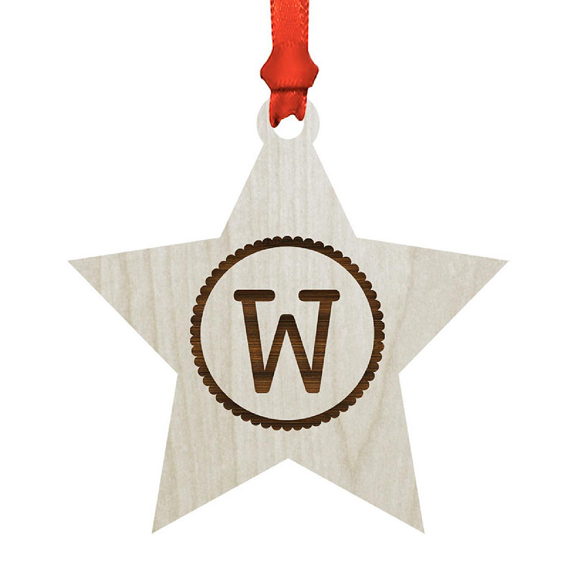 Ornament Wood Letter W Star Image