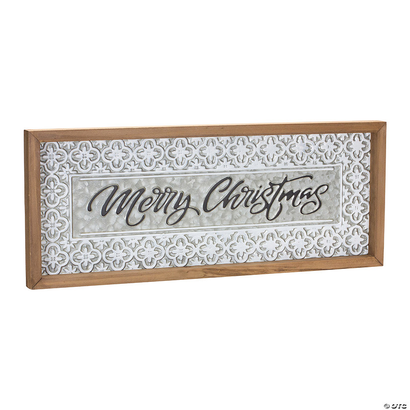 Ornate Metal Merry Christmas Sign (Set Of 2) 19.75"L X 8"H Metal/Wood Image