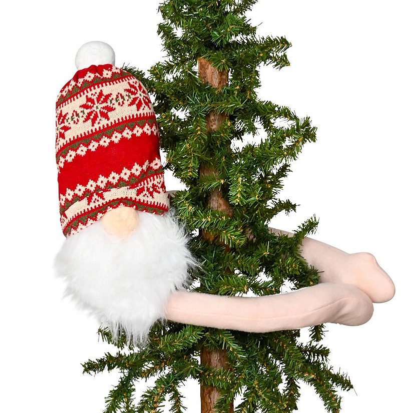 Ornativity Gnome Christmas Tree Hugger - Xmas Treetop Decorations Elf Head and Arms Funny Holiday Treetopper Ornament Decoration Image