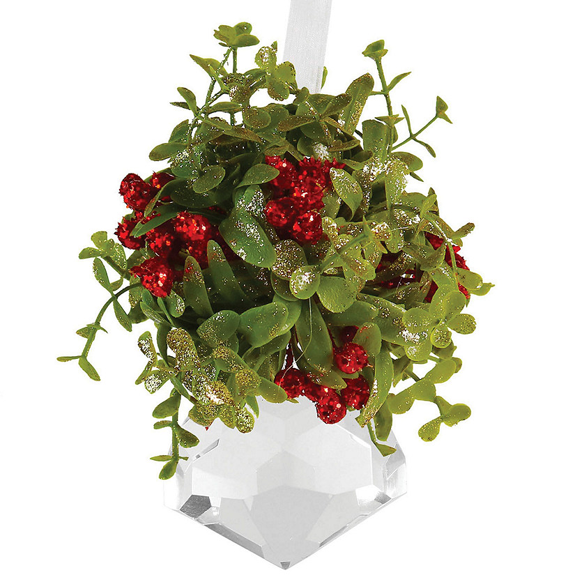 Ornativity Mistletoe Crystal Hanging Ornament - Christmas Kissing Acrylic Holiday Decoration Image