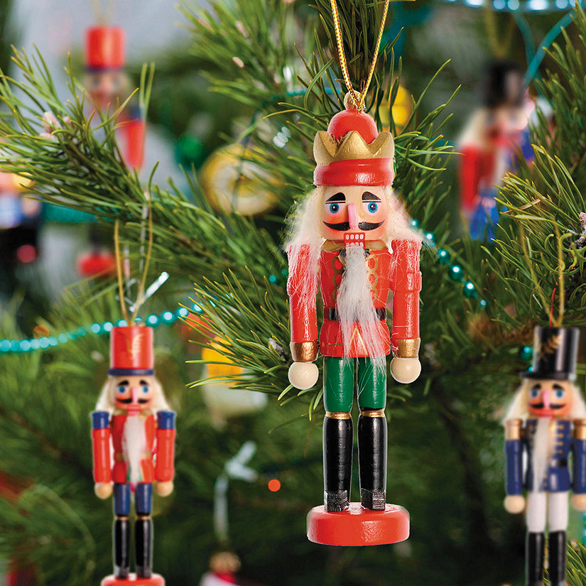 Ornativity Nutcrackers Hanging Ornament Figures - Christmas Mini Wooden King and Soldier Nutcracker Image