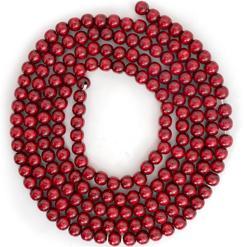 Factory Direct Craft Burgundy Cranberry Color Wooden Bead 9 Foot Christmas Garland - The Look of Strung Cranberries