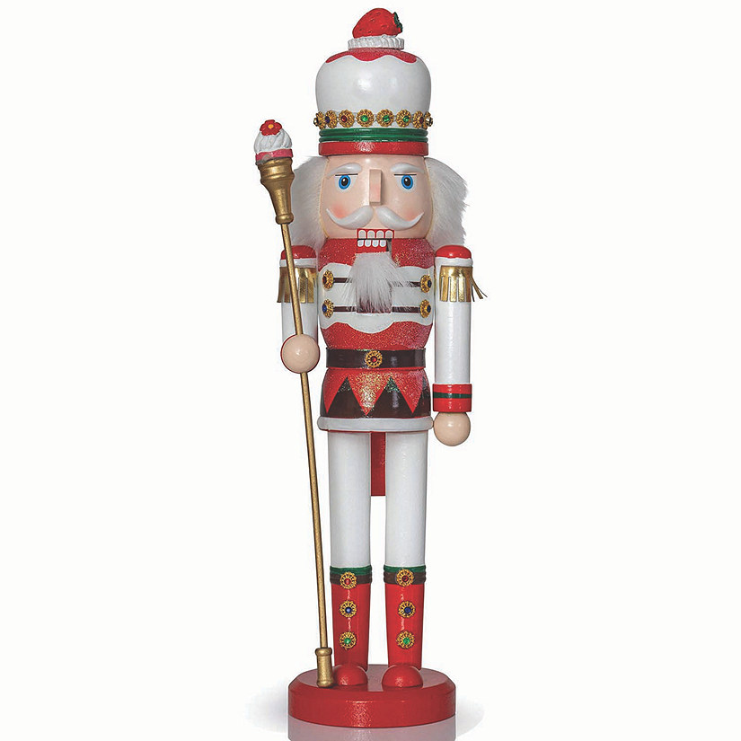 Ornativity Strawberry Toy Soldier Nutcracker - Strawberry Hat with Cupcake Scepter King Theme Christmas Nutcracker Figure Holiday Decoration Image