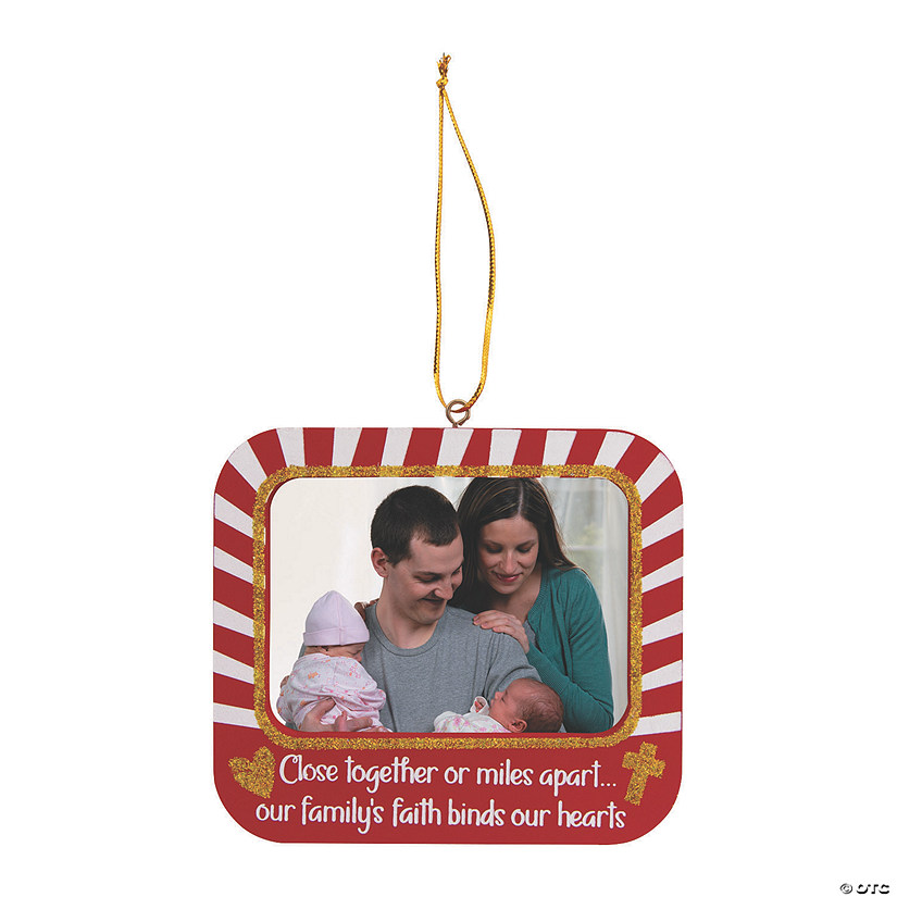 Our Family Religious Picture Frame Christmas Ornament Image