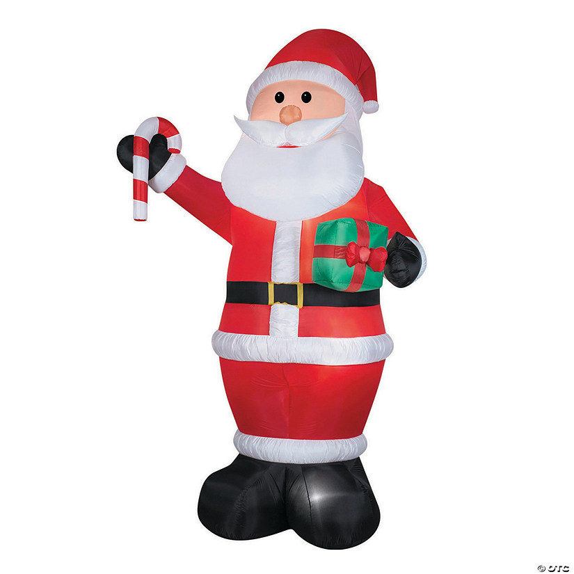 Outdoor 12 Ft. Blow Up Inflatable Santa with Gift & Candy Cane Image