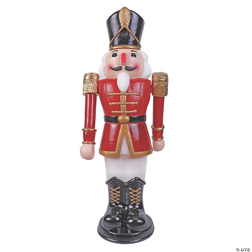 Outdoor 36&quot; Red &amp; White Nutcracker with Moving Arms Image