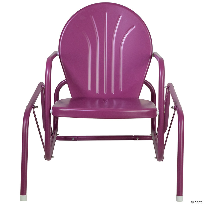 Outdoor Retro Metal Tulip Glider Patio Chair Purple Image