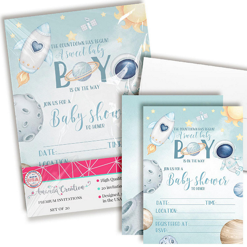 Outer Space Baby Shower Invitations Image