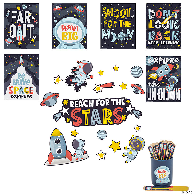 Outer Space-Themed Flip Name Sticks &amp; Classroom Decorating Kit - 47 Pc. Image