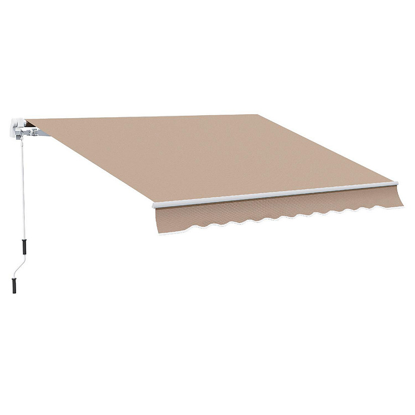 Outsunny 12' x 10' Manual Retractable Awning Outdoor Sunshade Shelter ...