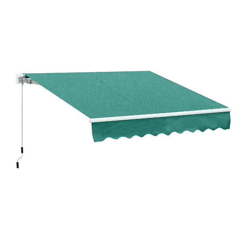 Outsunny 13' x 8' Manual Retractable Sun Shade Patio Awning Durable Design and Adjustable Length Canopy Green Image