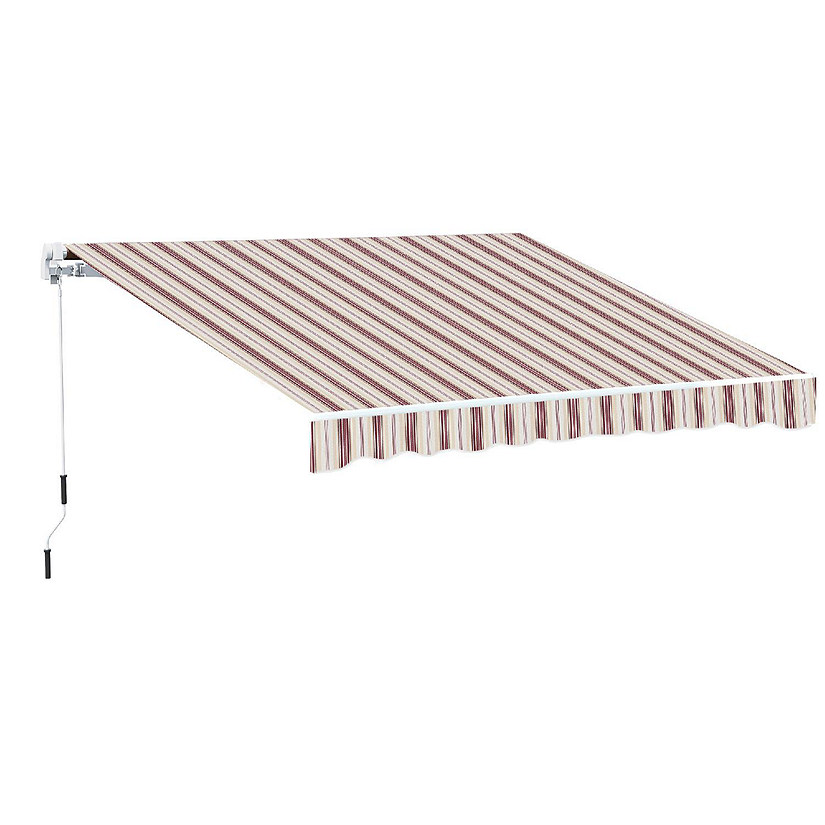 Outsunny 13' x 8' Manual Retractable Sun Shade Patio Awning with Durable Design and Adjustable