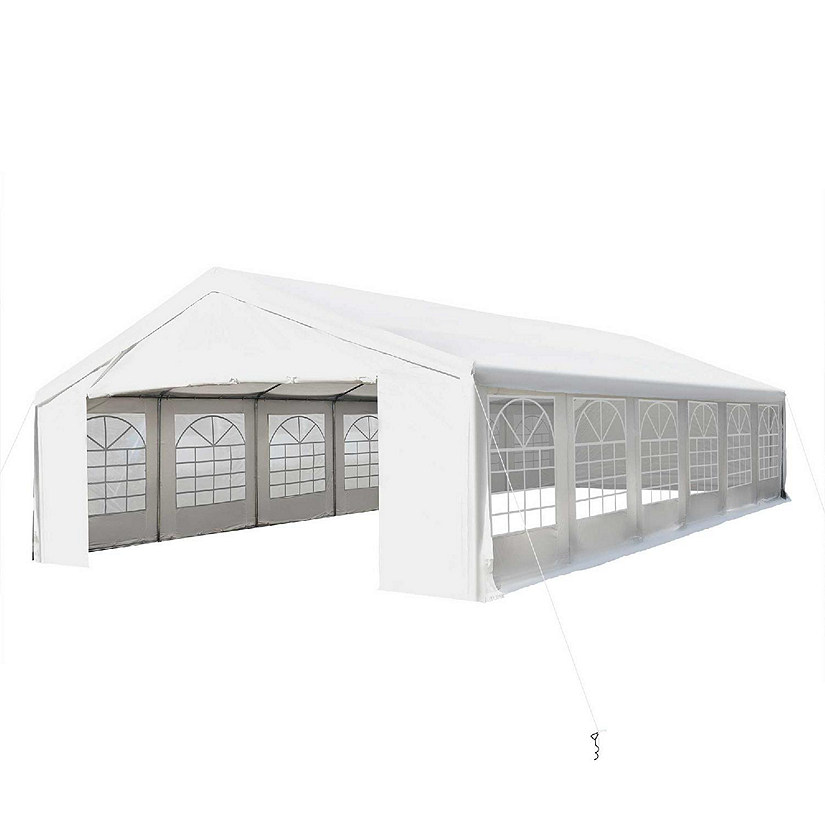 Outsunny 20' x 40' Large Outdoor Carport Canopy Party Tent Removable Protective Sidewalls and Versatile Uses White Image
