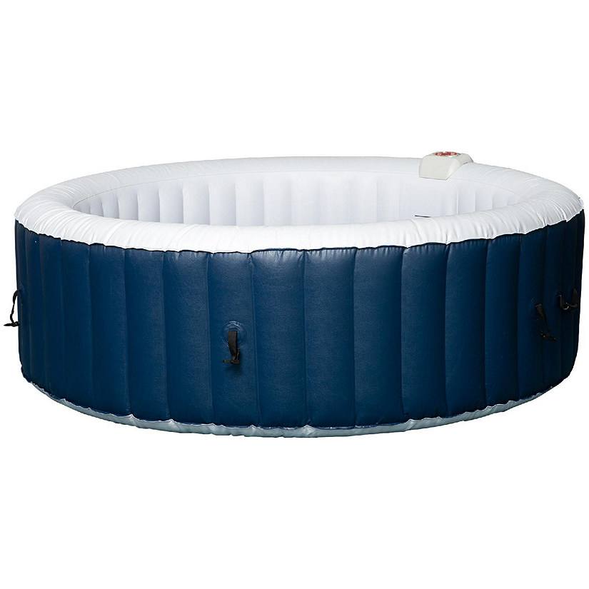 Outsunny 4-6 Person Inflatable Portable Hot Tub Spa 82'' x 26'' Outdoor  Round Heated Spa w/ 8 Replacement Filter Cartridges & 130 Bubble Jets,  Cover, Blue Pool